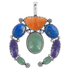 Gioielli dell'Ovest Americano Ciondolo Naja in argento Sterling con pietre preziose multicolori