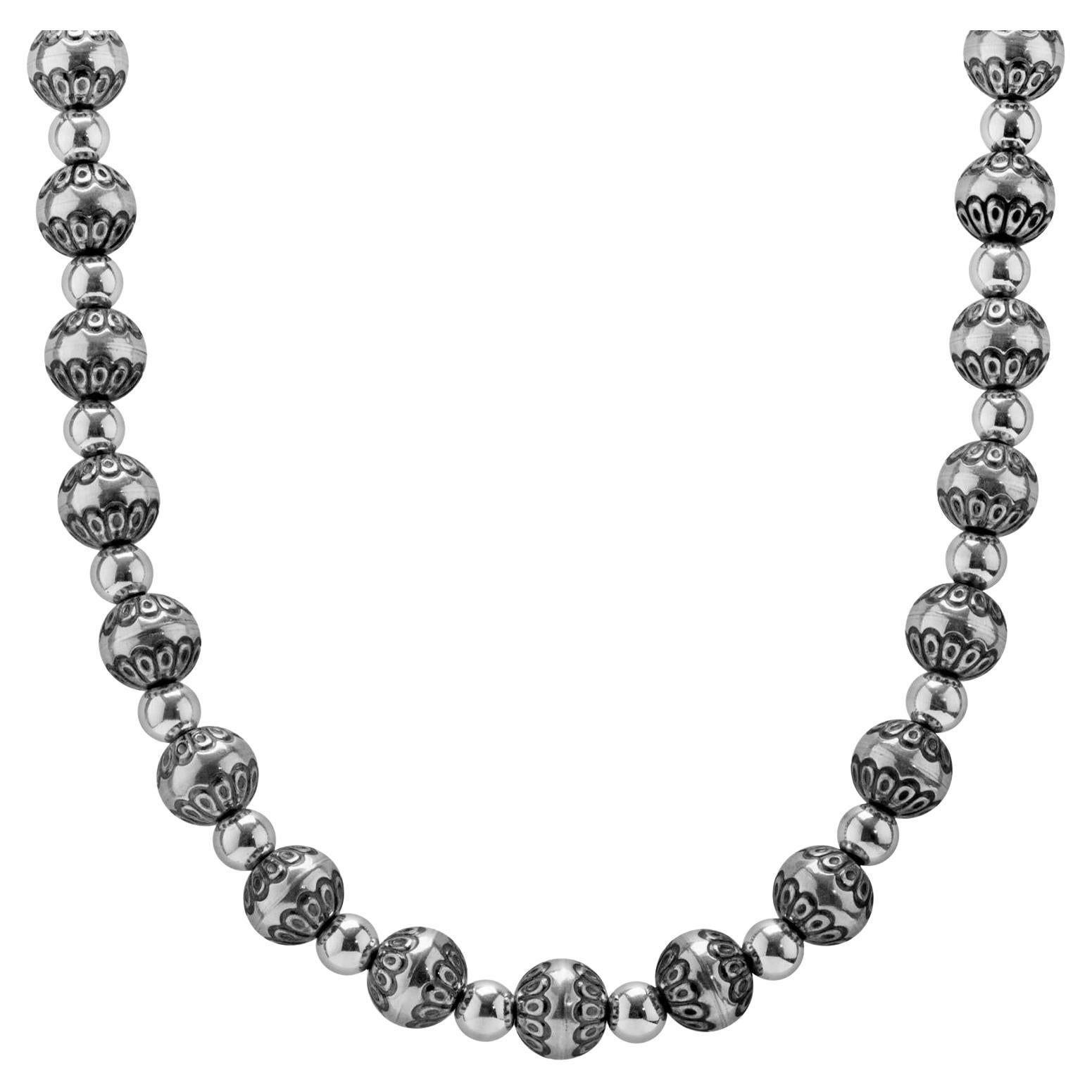 American West Jewelry - Collana di perle dei nativi in argento sterling, 21 - 24 pollici in vendita