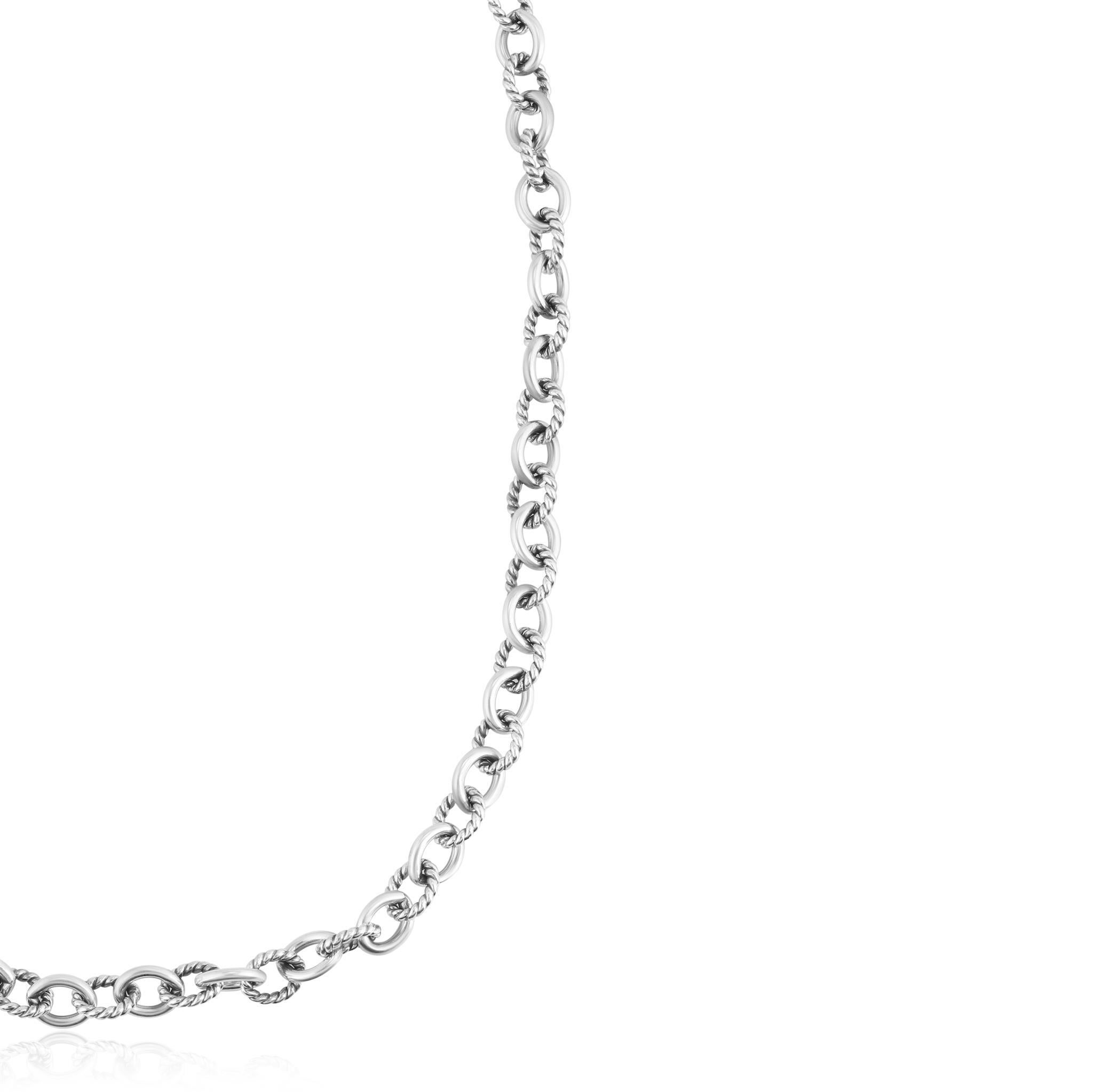 Nativo americano American West Jewelry - Collana a catena ovale a maglie in argento sterling, 17 o 21 pollici in vendita