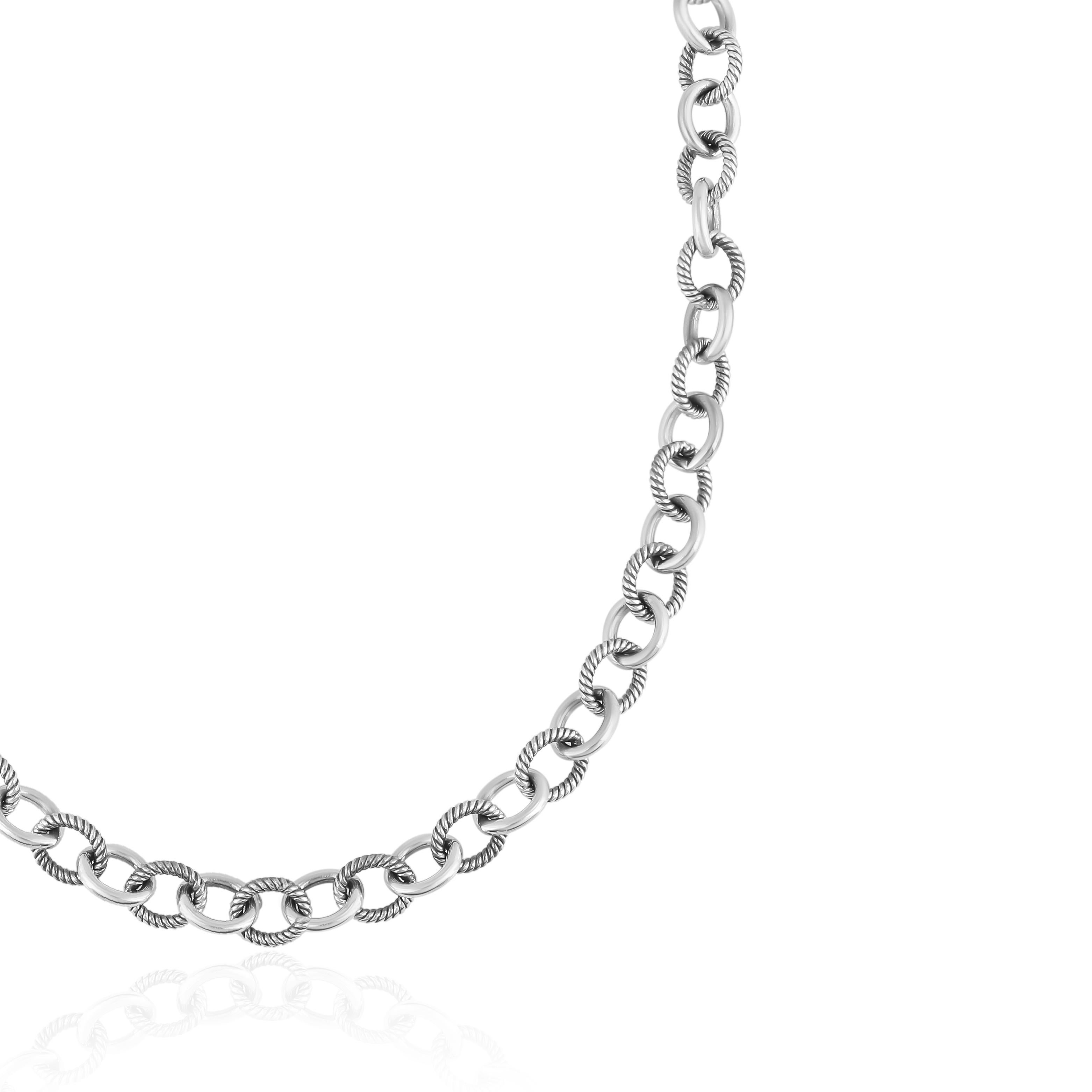 Nativo americano American West Jewelry Collana a catena ovale A Link in argento sterling in vendita