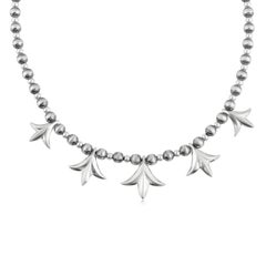 American West Jewelry Collana con perline in argento Sterling Peak Squash Blossom