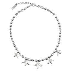 American West Jewelry Sterling Silver Peak Squash Blossom Beaded Necklace