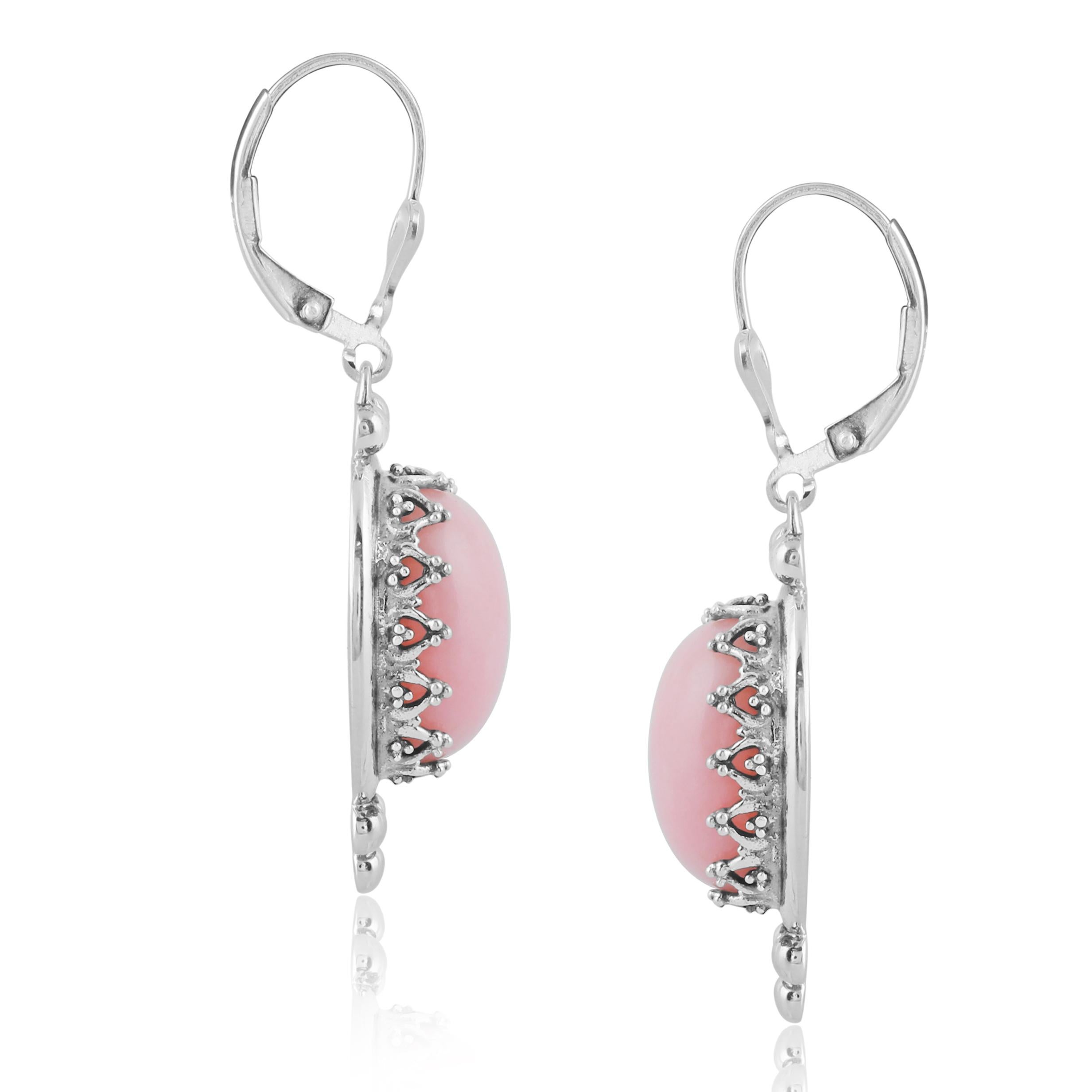 American West Jewelry Boucles d'oreilles en argent sterling avec couronne d'opale rose Pour femmes en vente