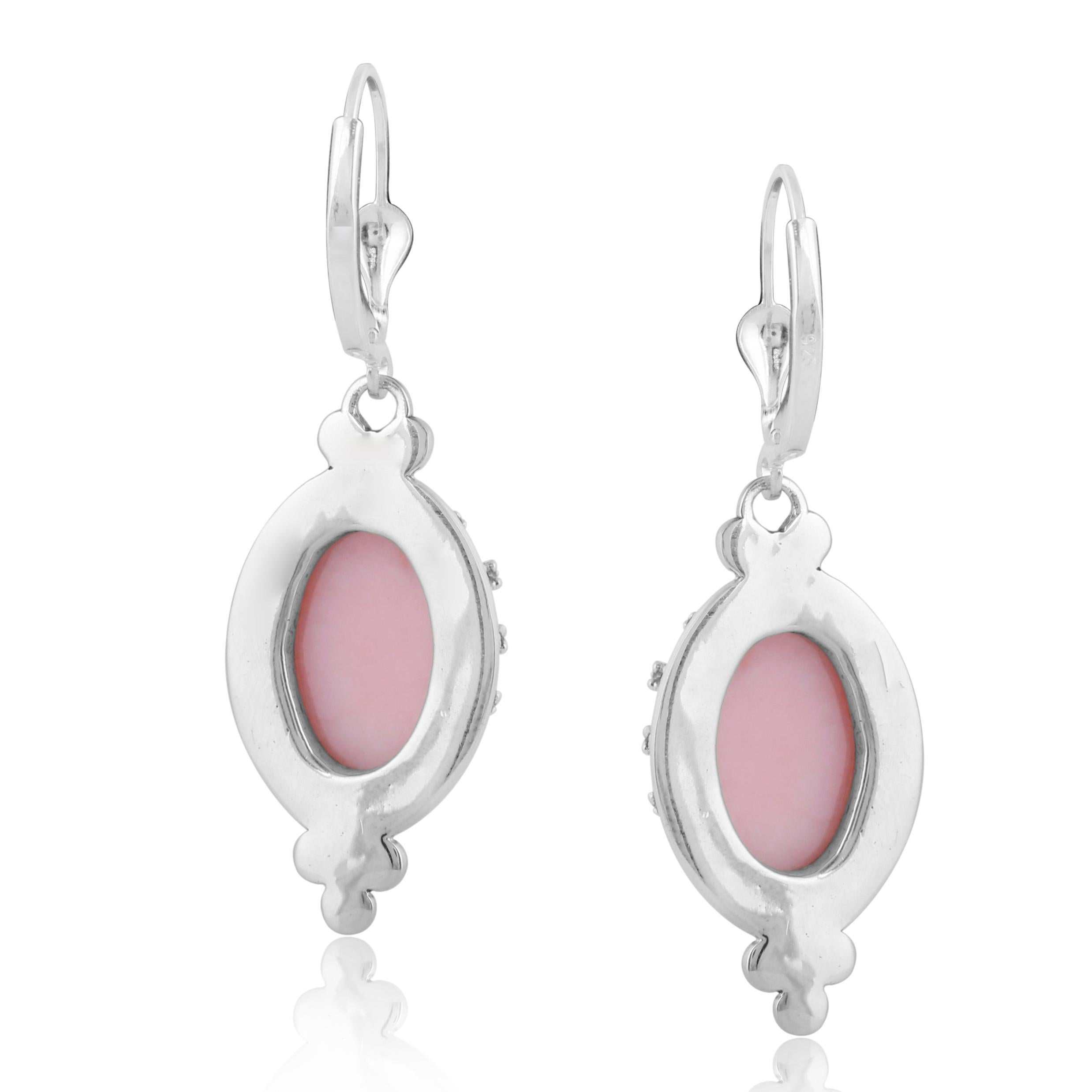 American West Jewelry Boucles d'oreilles en argent sterling avec couronne d'opale rose en vente 1