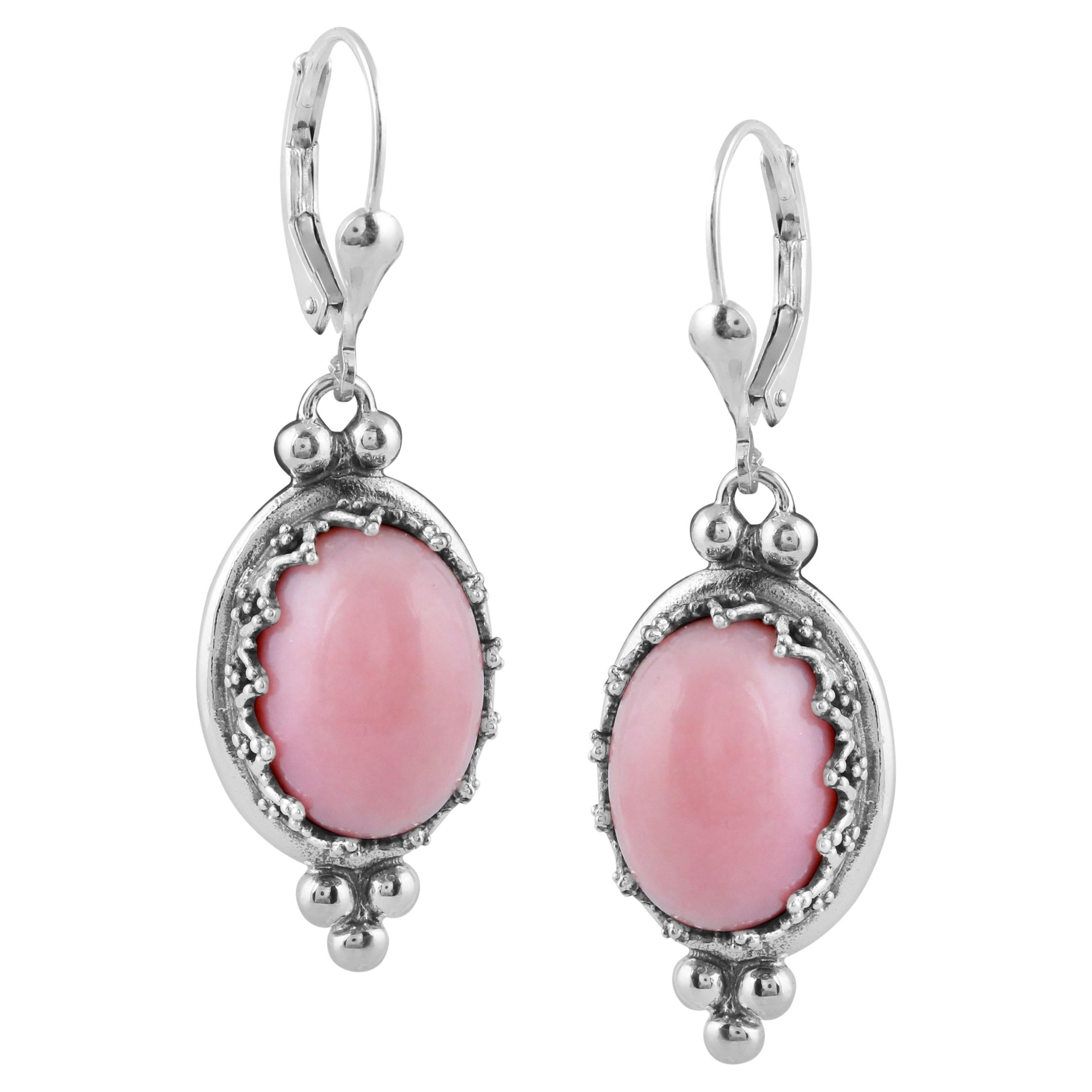 American West Jewelry Boucles d
oreilles en argent sterling avec couronne d
opale rose en vente