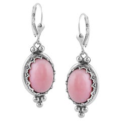 American West Jewelry - Orecchini a leva in argento sterling con dettaglio corona di opale rosa