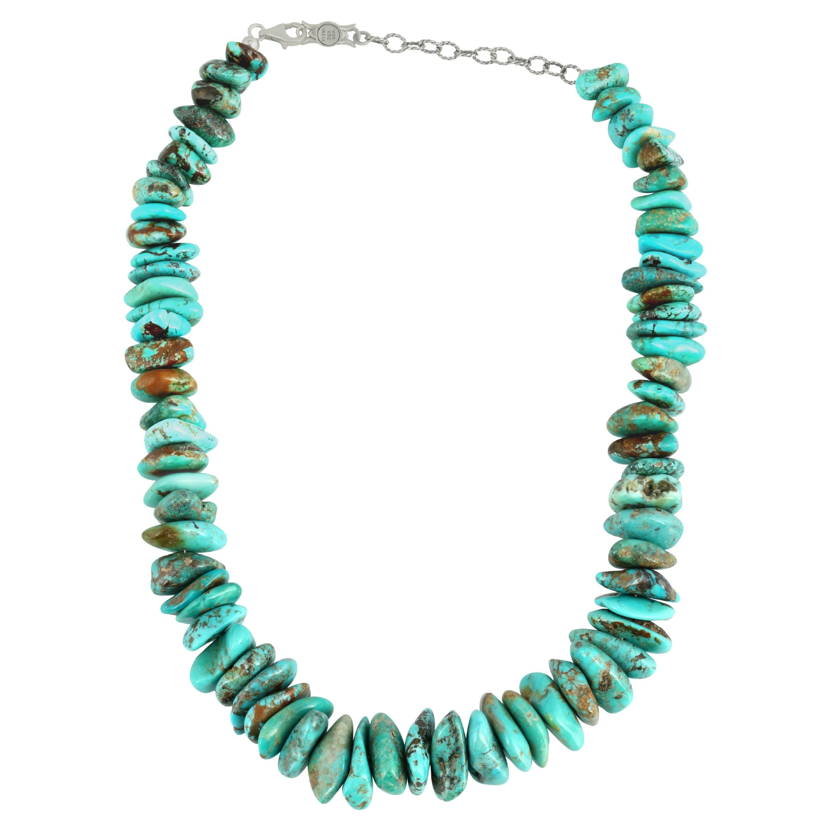 American West Jewelry Sterling Silver Shades of Turquoise Bead Necklace, 18-21"