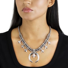 American West Jewelry Sterling Silver Squash Blossom Necklace, 17-20 Inches