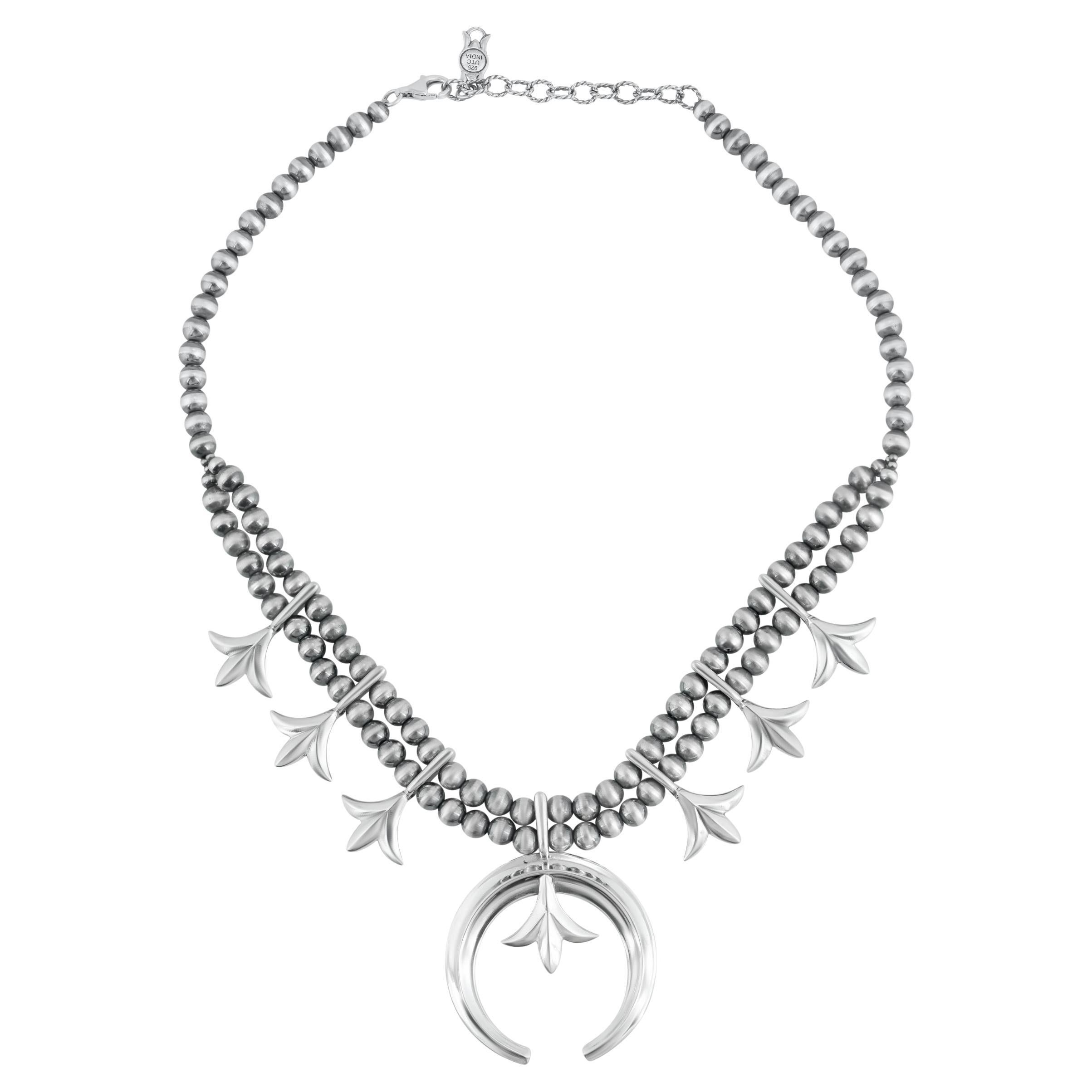 American West Jewelry Sterling Silver Squash Blossom Necklace, 17-20 Inches