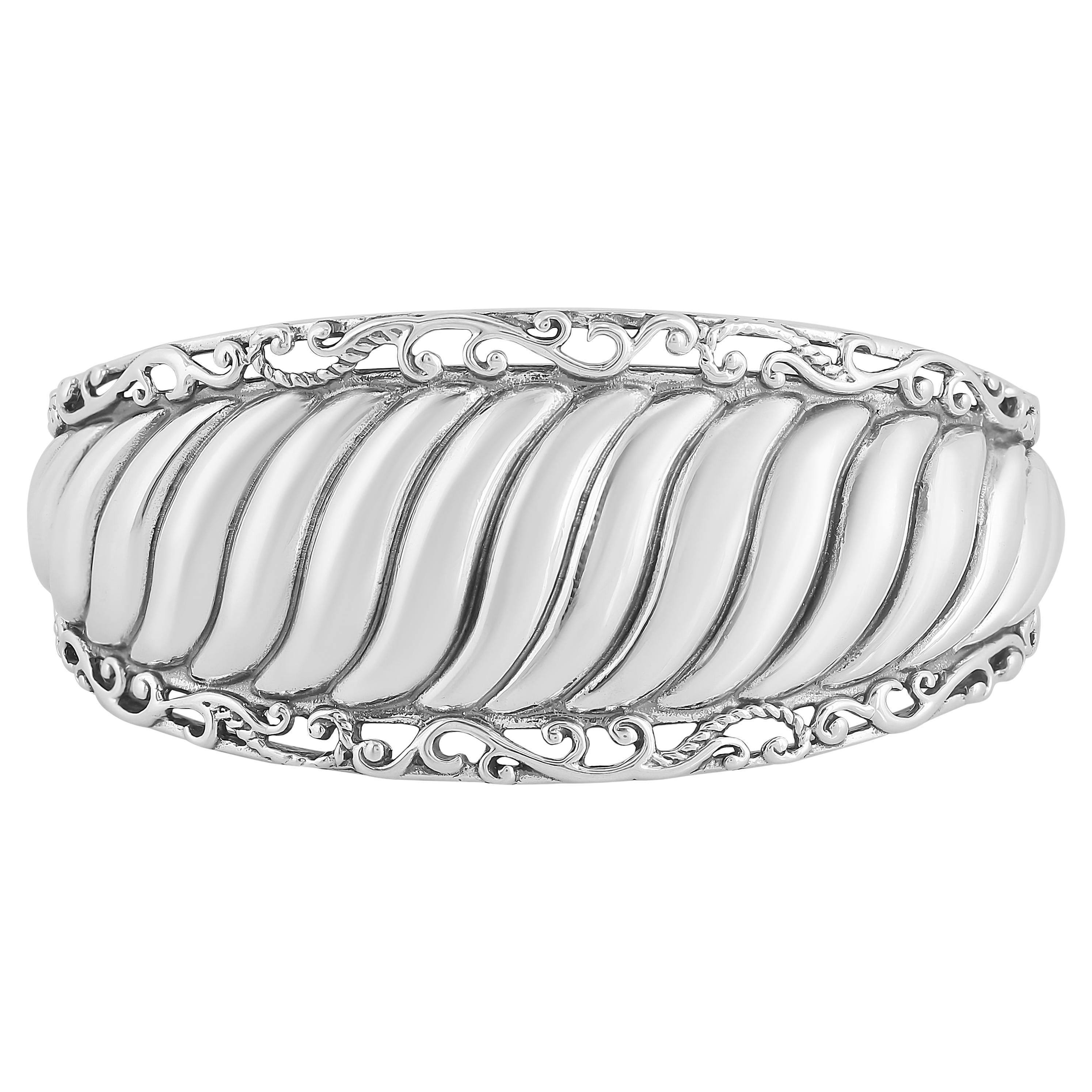 American West Jewelry Sterling Silver Wide Textured Cuff Bracelet