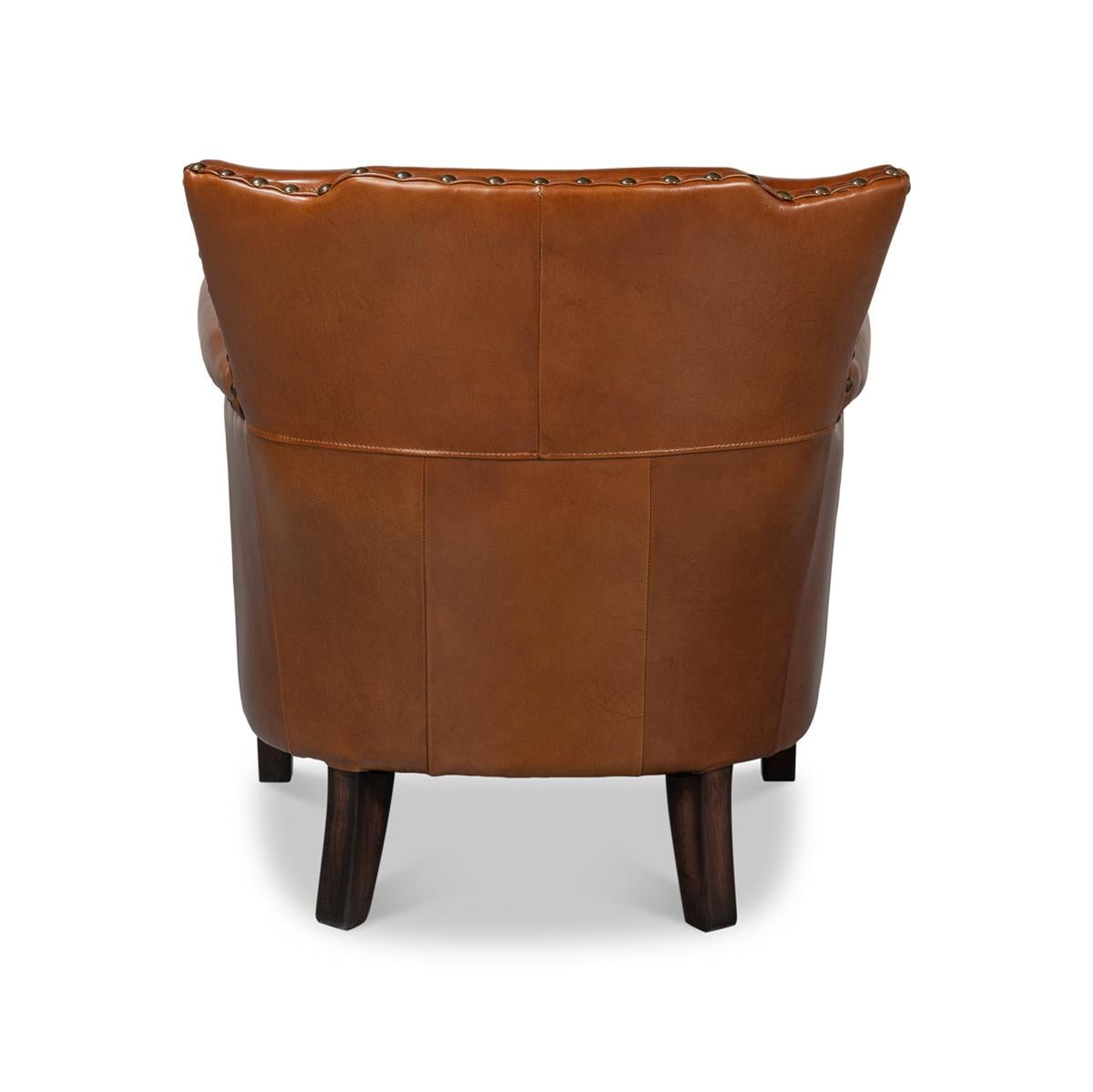 Asian American West Leather Armchair For Sale