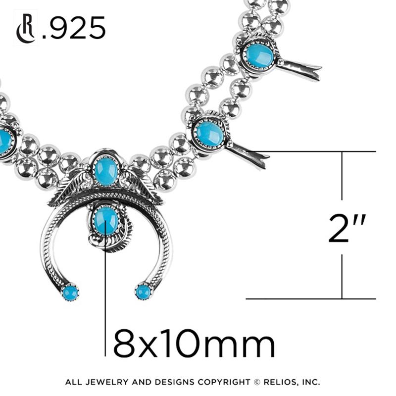 American West Argento Blu Turchese Squash Blossom, da 21 a 24 pollici in vendita 1