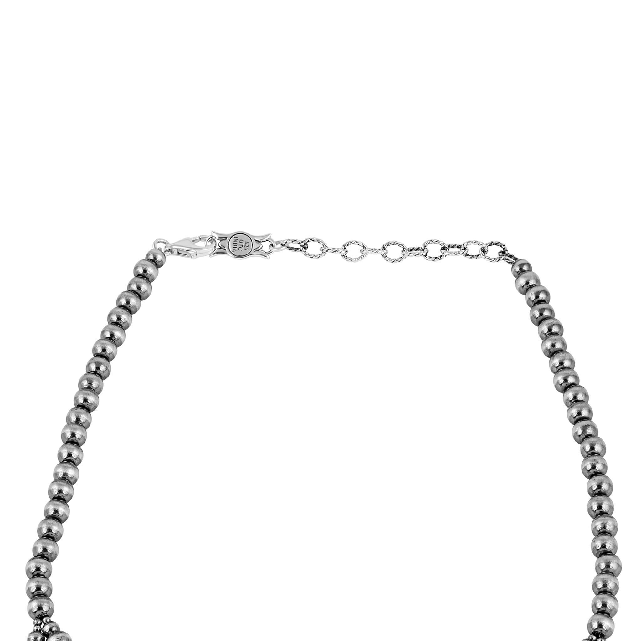 Collana con fiori di zucca in Lapis Naja d'argento American West, da 17 a 20 pollici In condizioni Nuovo in vendita a New York, NY