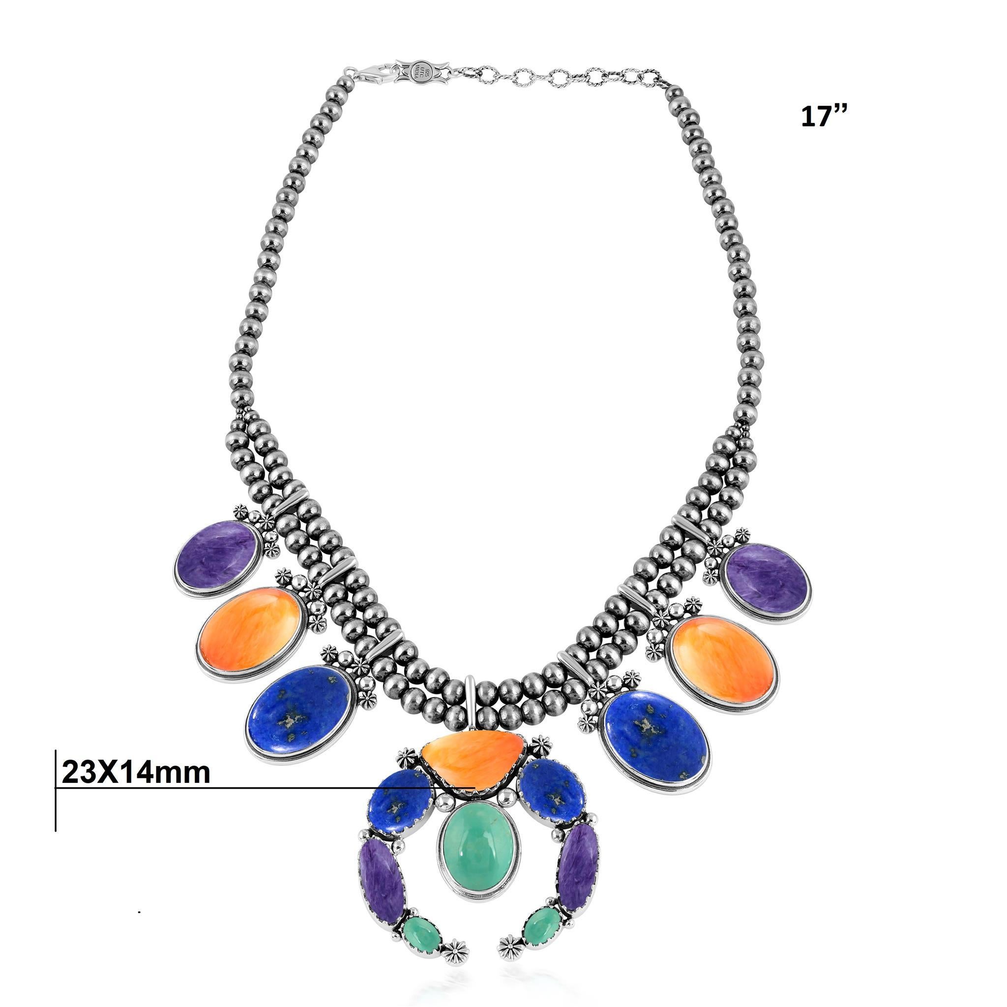 Donna Collana di fiori di zucca Naja in argento American West, da 17 a 20 anni in vendita