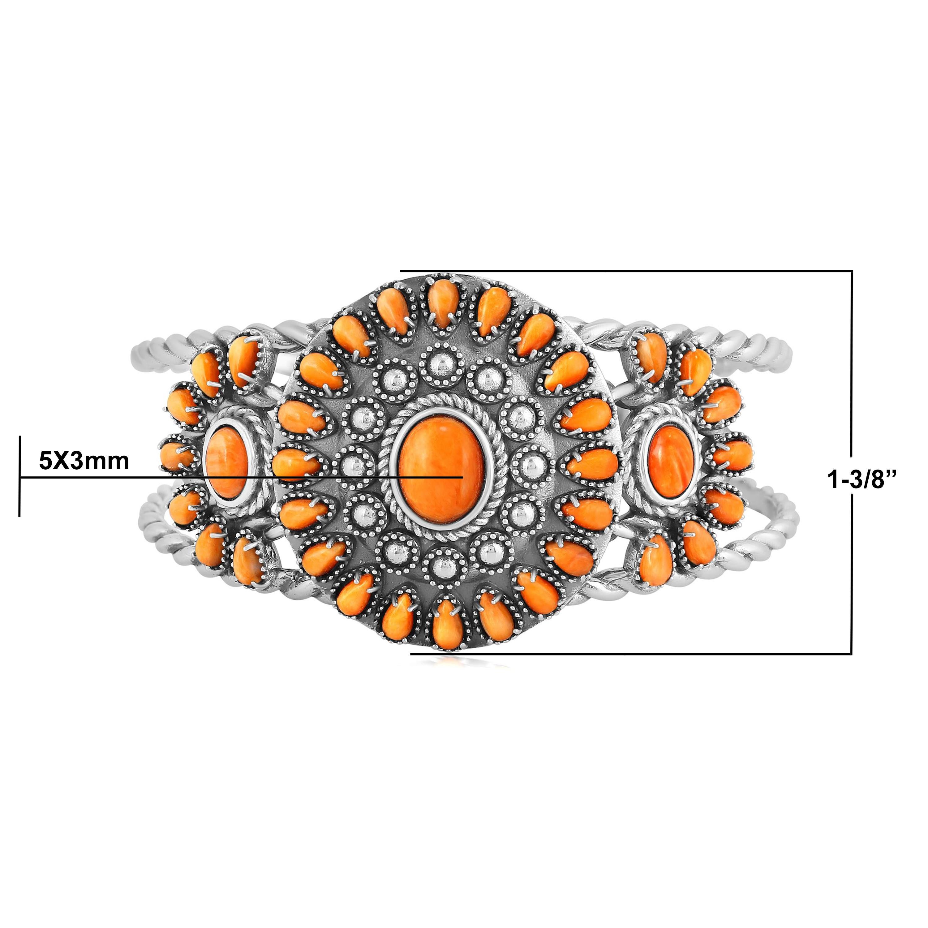 De las mujeres Brazalete brazalete de plata del oeste americano con ostras de corte ovalado y pera en negrita en venta