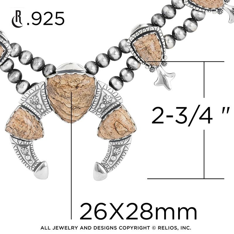 Donna Collana con fiori di zucca in diaspro di American West Silver, da 18 a 21 pollici in vendita