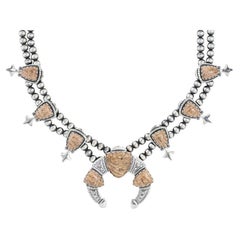 Collana con fiori di zucca in diaspro di American West Silver, da 18 a 21 pollici