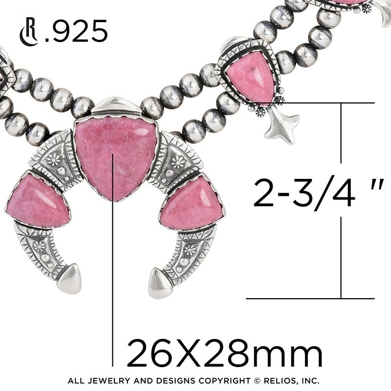 da uomo o donna Collana American West in argento rosa con rodonite a punta di freccia, 18 t in vendita