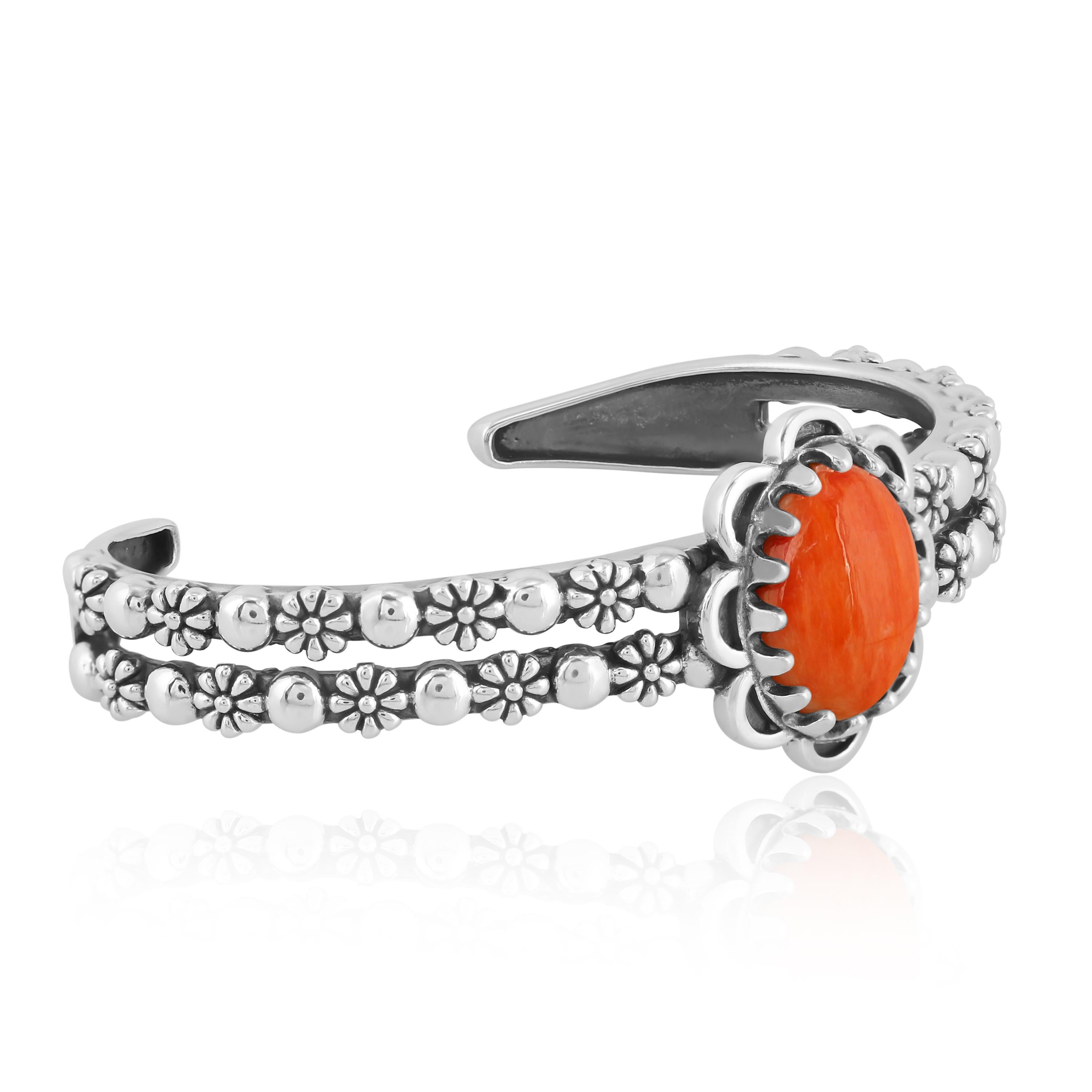 Taglio ovale Bracciale a doppia fila in argento sterling American West Spiny Oyster Sundance in vendita