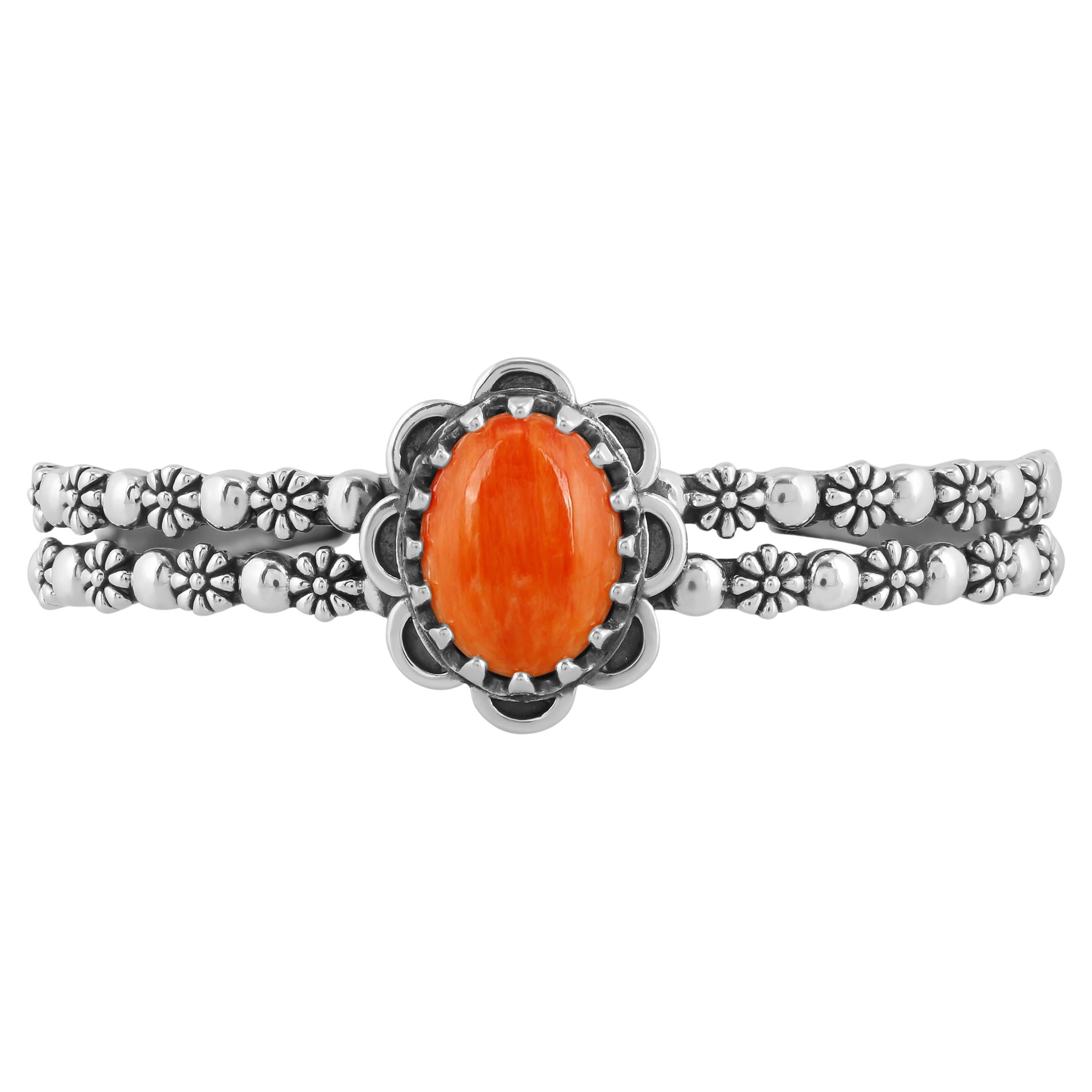 Pulsera brazalete de doble fila de plata de ley American West Spiny Oyster Sundance