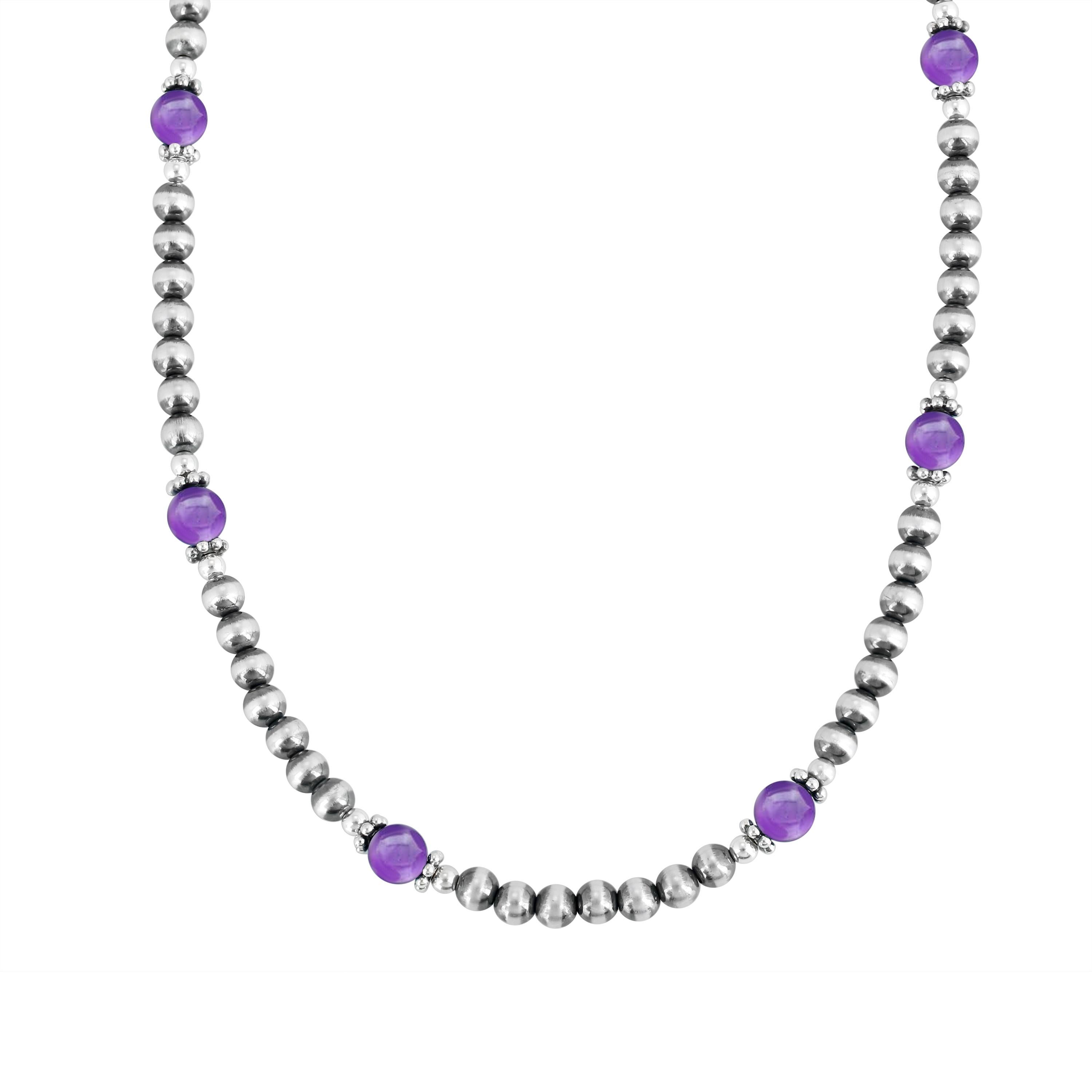 Collier de perles en argent et améthyste de l'Ouest américain Neuf - En vente à New York, NY