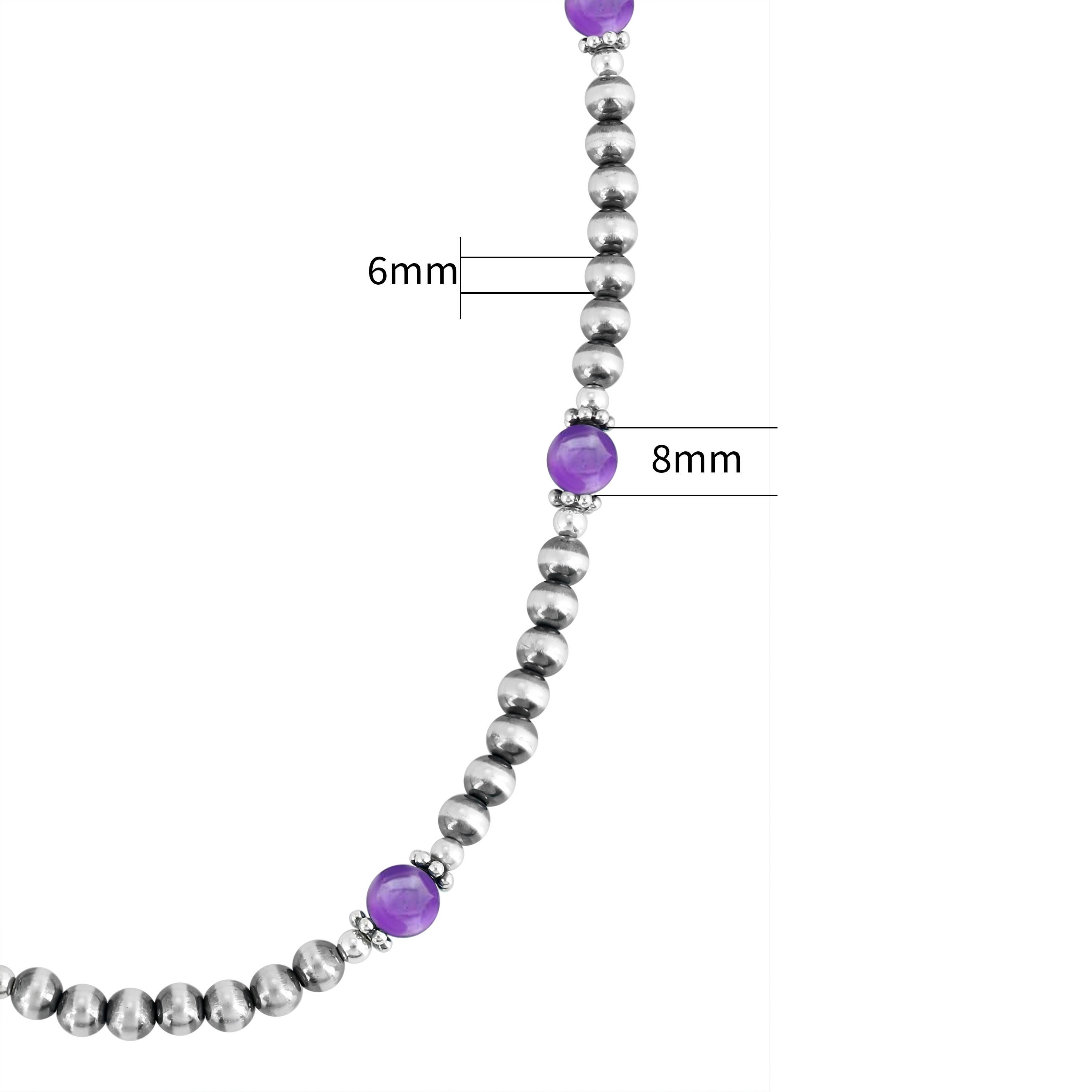 Collier de perles en argent et améthyste de l'Ouest américain en vente 1