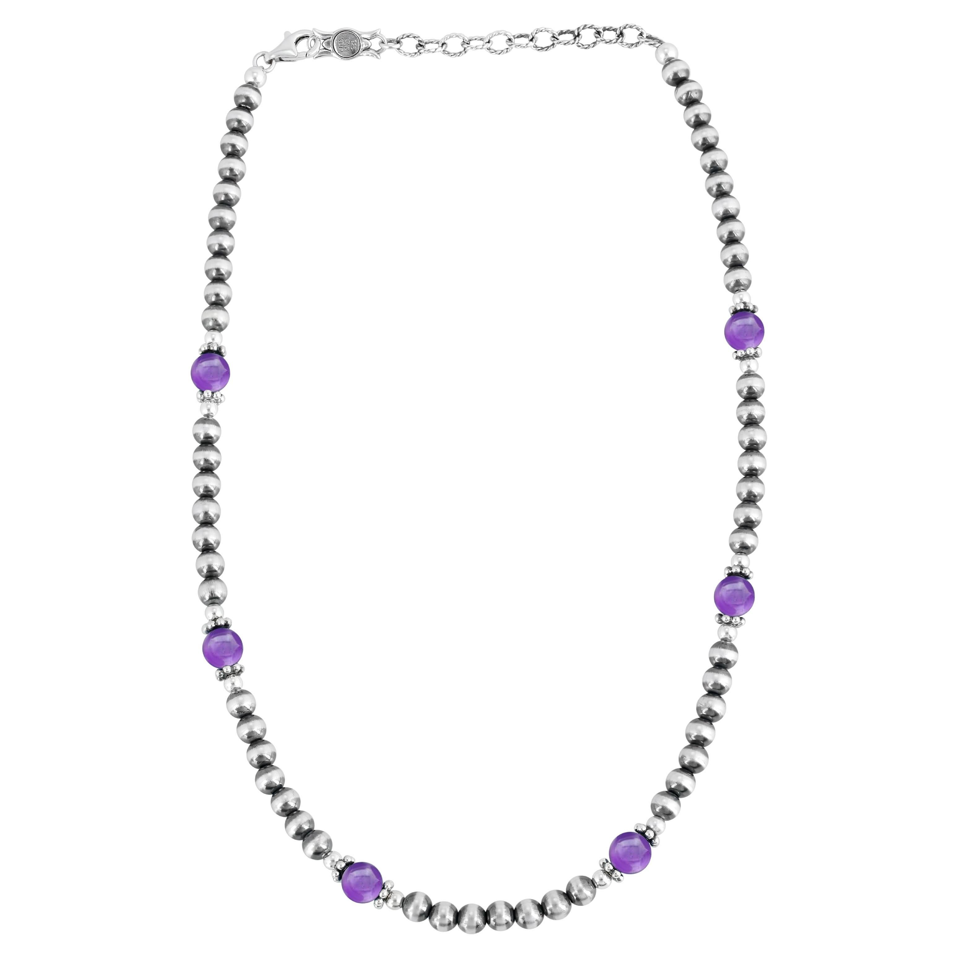 American West Sterling Silber und Amethyst Perlenkette