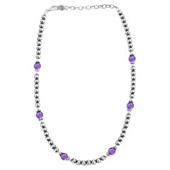 American West Sterling Silver and Amethyst Bead Necklace