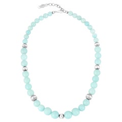 Collana di perle in argento sterling e amazzonite graduata American West