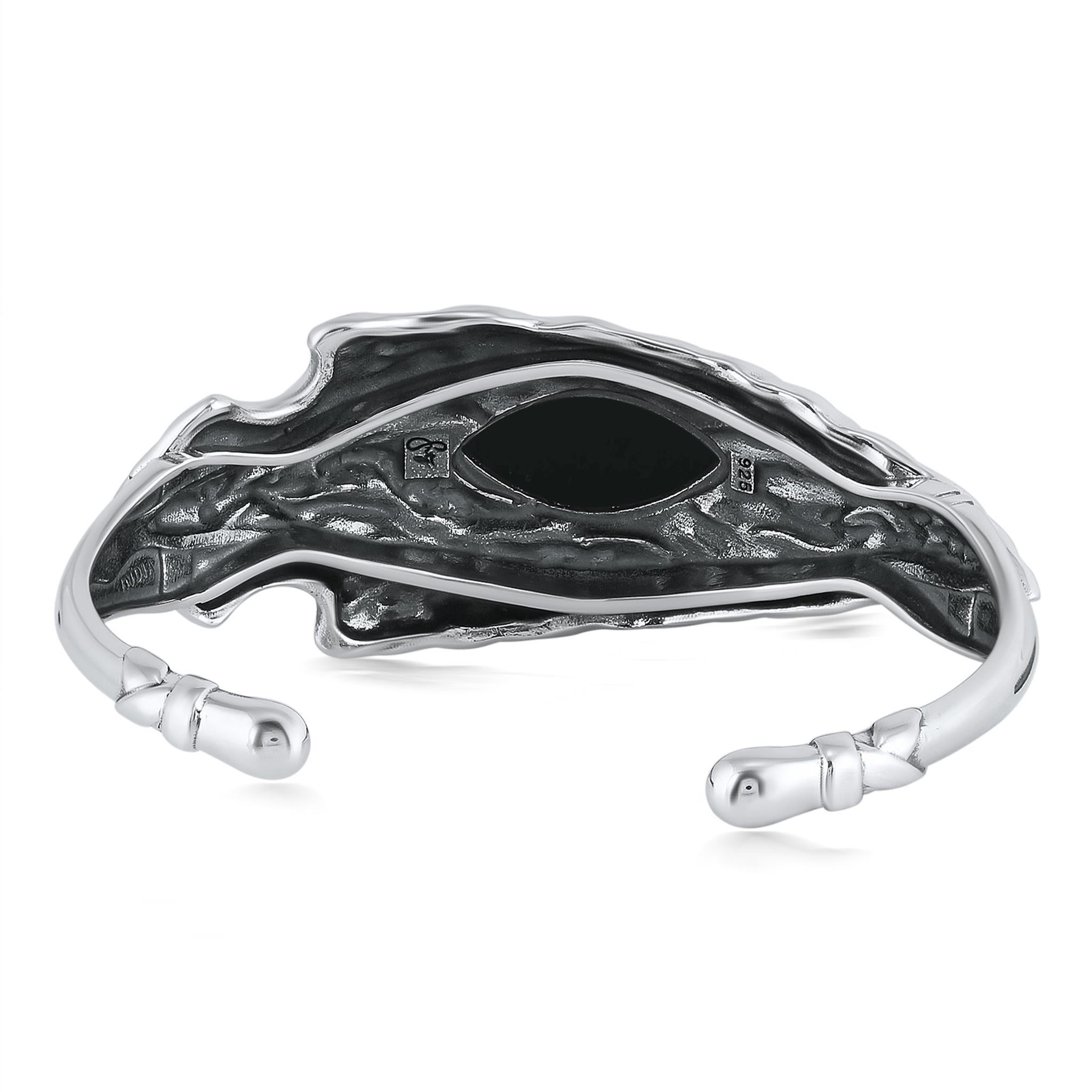 Taglio marquise Bracciale con testa di freccia American West in argento sterling e onice nero Fritz Casuse in vendita