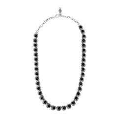 Collana con cabochon rotondo di onice nero in argento Sterling American West, 20 pollici