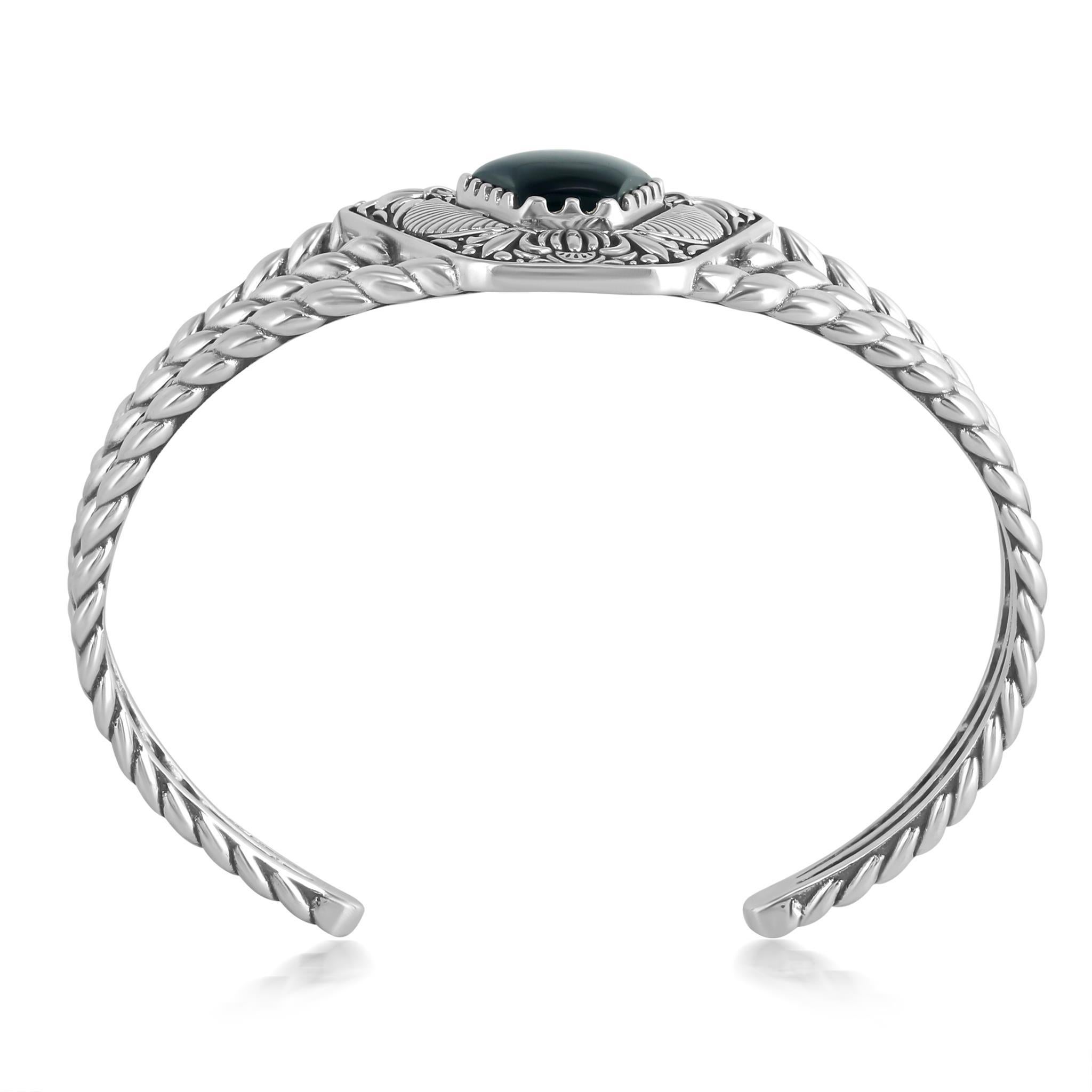 Nativo americano Bracciale trapezoidale American West in argento sterling e onice nero in vendita