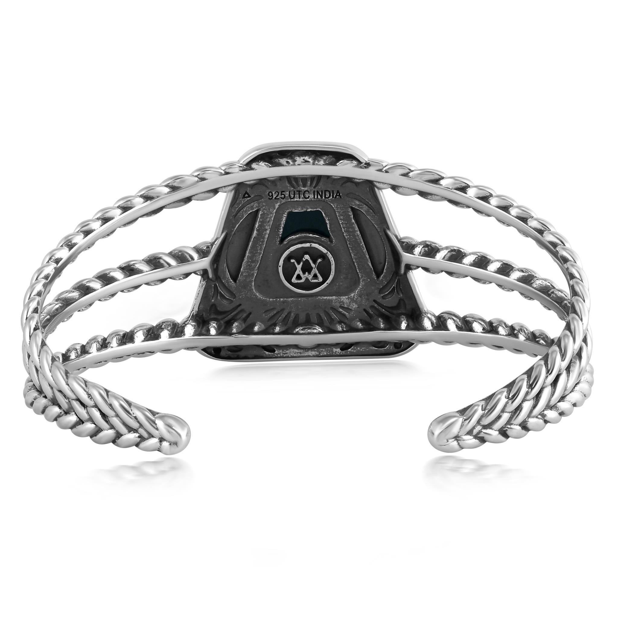 Trapezio Bracciale trapezoidale American West in argento sterling e onice nero in vendita