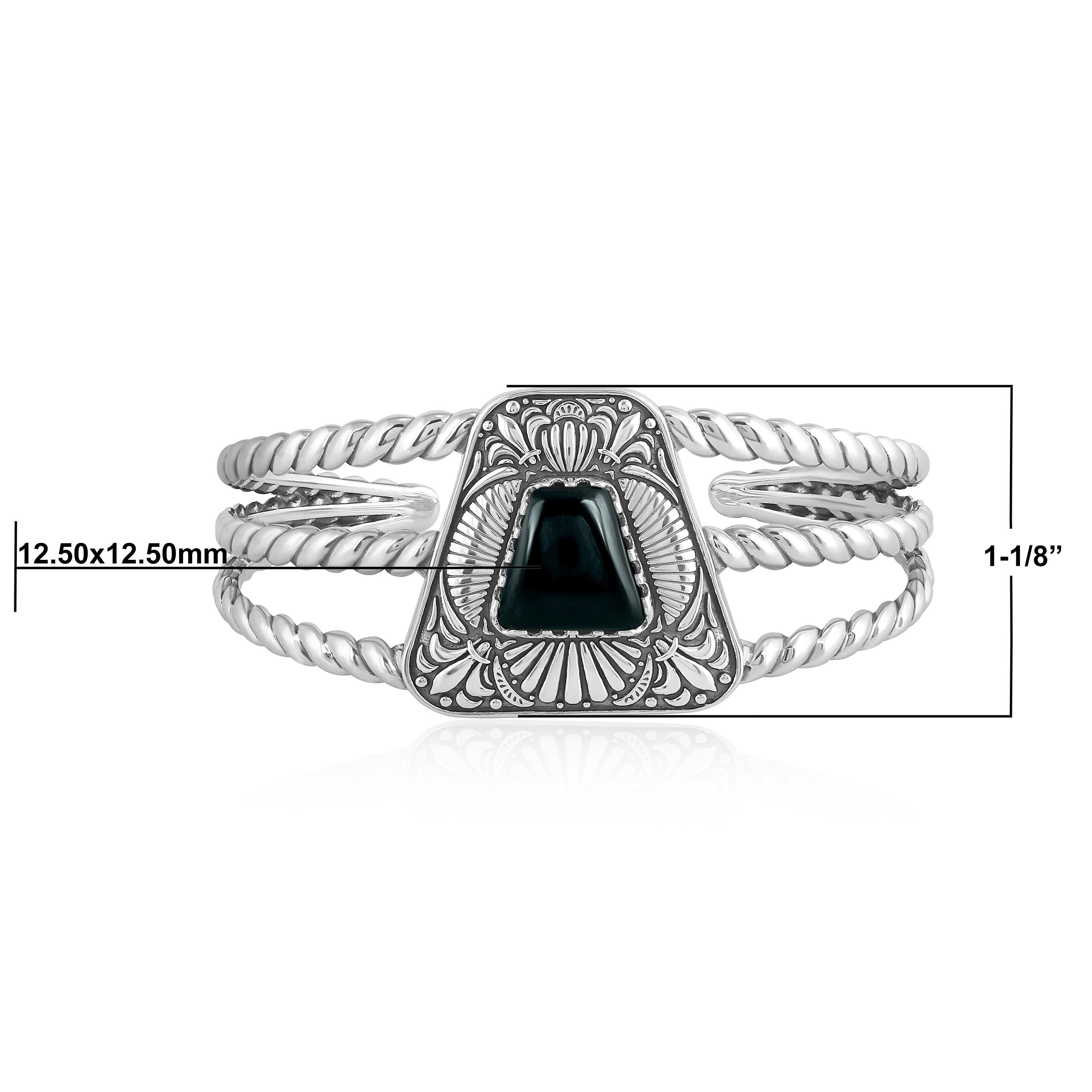 Bracciale trapezoidale American West in argento sterling e onice nero In condizioni Nuovo in vendita a New York, NY