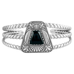 American West Sterling Silver Black Onyx Trapezoid Cuff Bracelet