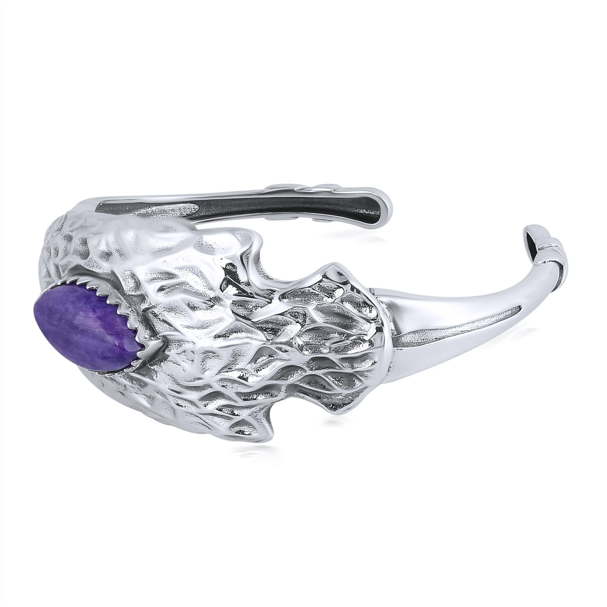 Amérindien Bracelet manchette American West en argent Sterling Charoite Fritz Casuse Arrowhead en vente