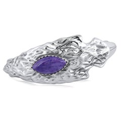 American West Sterling Silver Charoite Fritz Casuse Arrowhead Cuff Bracelet