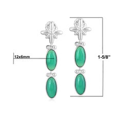 American West Sterling Silver Chrysoprase Oval Concha Earrings