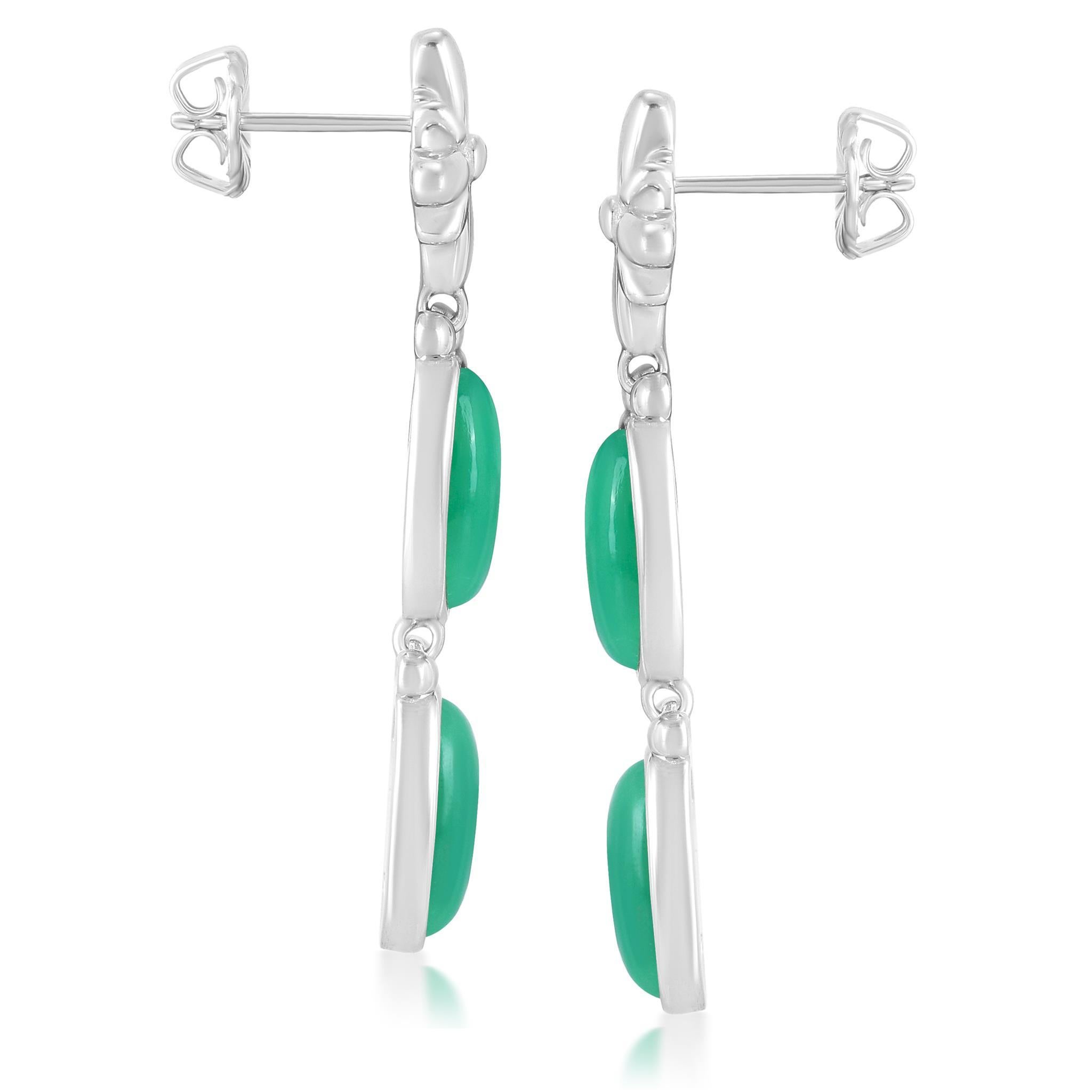 Nativo americano Orecchini a conchiglia ovali di crisoprasio in argento sterling American West in vendita