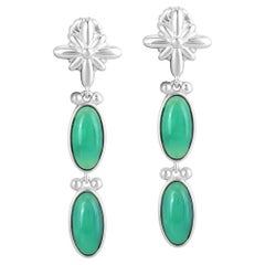 Orecchini a conchiglia ovali di crisoprasio in argento sterling American West