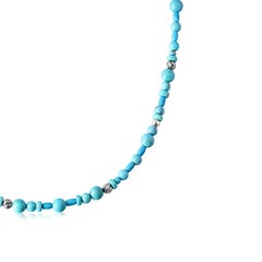 Collar de cuentas de turquesa Kingman de plata de ley del oeste americano