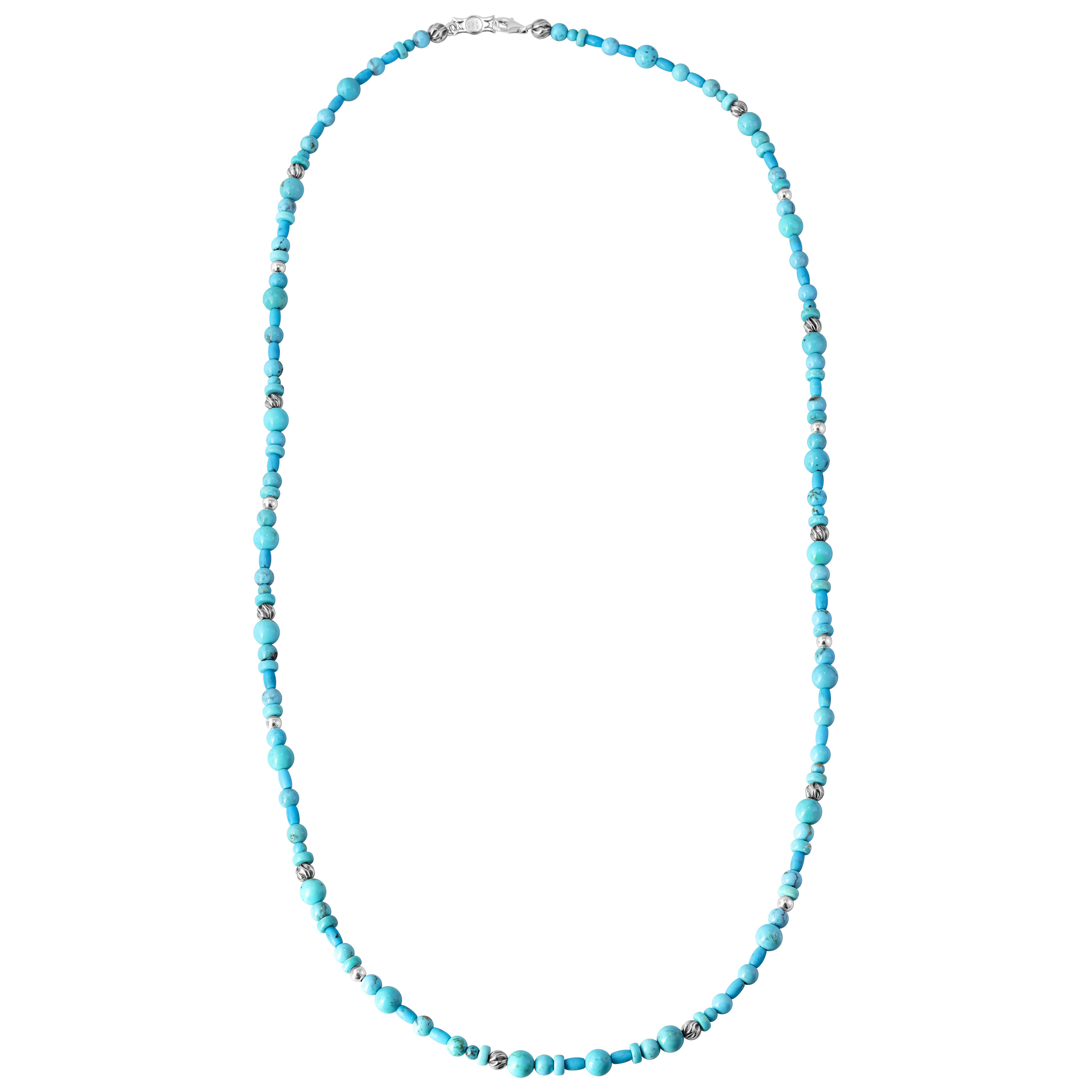 American west Sterling Silver Kingman Turquoise Beaded Necklace