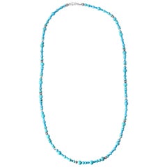 American west Sterling Silver Kingman Turquoise Beaded Necklace