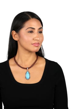American West Sterling Silver Kingman Turquoise Teardrop Pendant Enhancer
