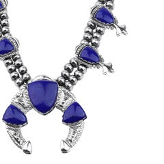 American West Sterling Silver Lapis Arrowhead Statement Necklace, 18 to 21 Inch