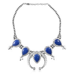 American West Sterling Silver Lapis Pear-Cut Blossom Necklace American West Sterling Silver Lapis Pear-Cut Blossom Necklace