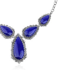 American West Sterling Silver Lapis Pear-Shaped Statement Necklace, 20 Inches