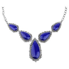American West Sterling Silver Lapis Pear-Shaped Statement Necklace, 20 Inches