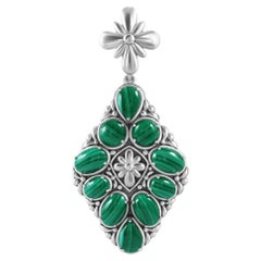Pendentif en malachite en forme de diamant A Silver Sterling