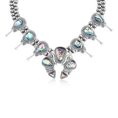 American West Sterling Silver Naja Squash Blossom Necklace, 21 to 24 Inches